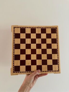 Vintage Wooden Checkerboard Game Board | Rustic Farmhouse Decor | Game Night